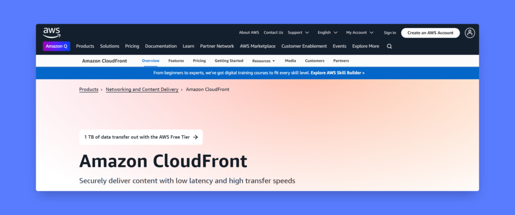 Amazon CloudFront homepage