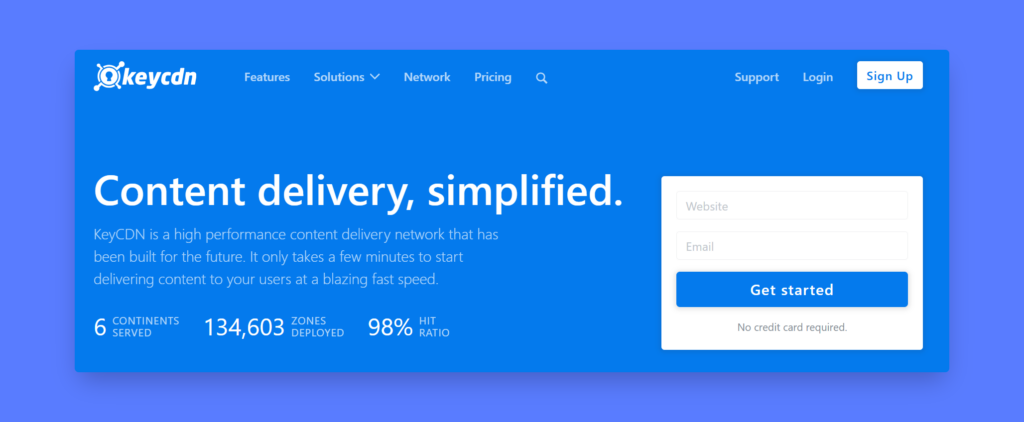KeyCDN homepage